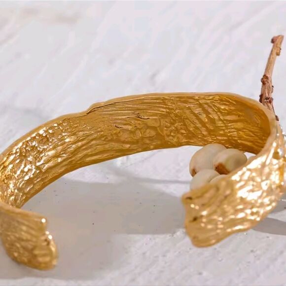 New ANTHRO Malachite 18k Gold Ss Evil Eye Protection Bangle Bracelet - Picture 8 of 12